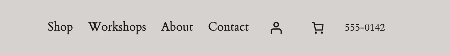 The right half of the test site's header after the change, logged out: 555-0142 after the cart icon