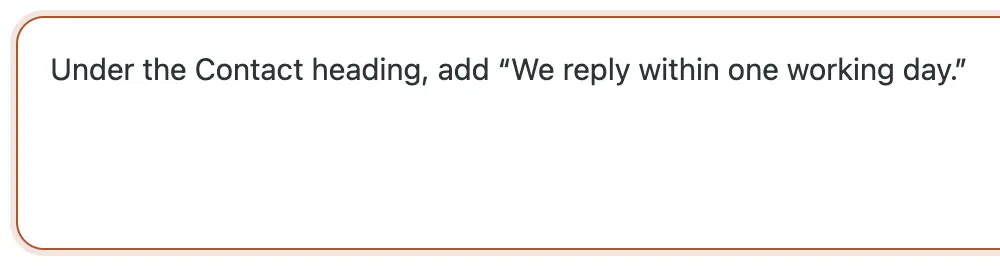 The chat box with the owner's request typed in