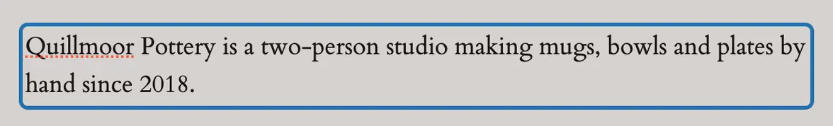 The same paragraph after typing: it now ends in since 2018