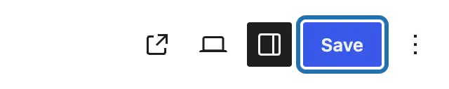 The top right of the editor, with the Save button outlined