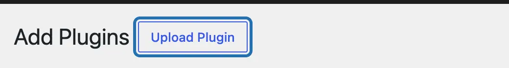 The Add Plugins screen with its Upload Plugin button outlined, where an older version's zip goes